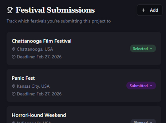 Film festival submission tracking