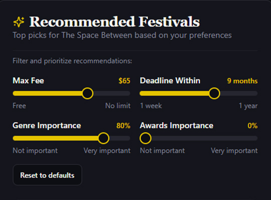 Film festival recommendations
