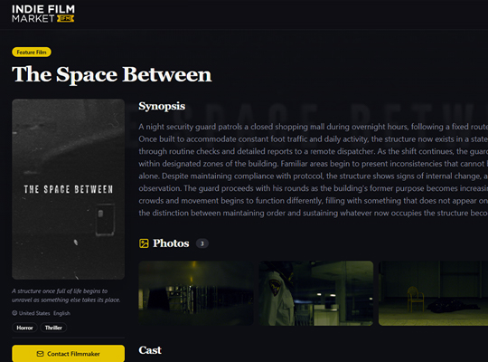 Film marketing landing page